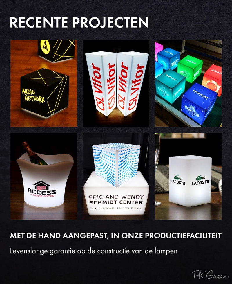 Gepersonaliseerde LED, Vloerlamp, lichtbak met logo, op maat gemaakt, kruk, vloerlamp