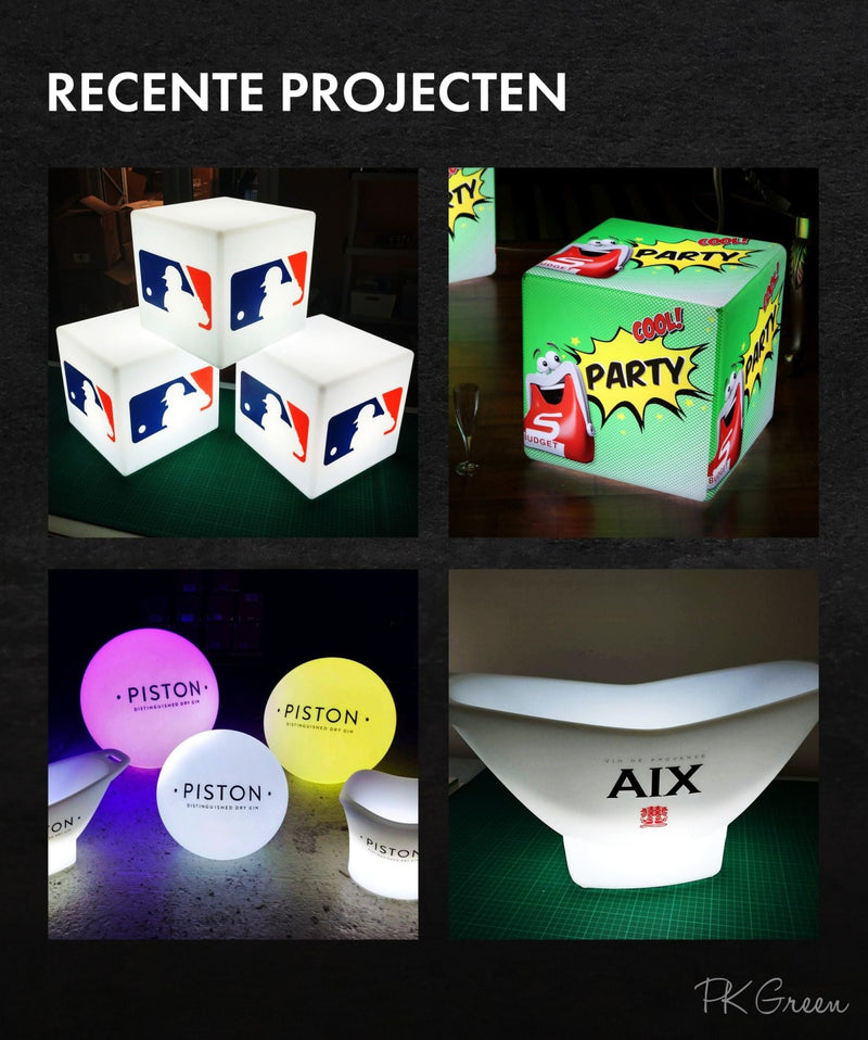 Lichtbak met logo, oplichtende LED-kubus vierkant blok, kubusverlichting merktafel middelpunt voor bedrijfsevenement, Expo-signage, conferentie