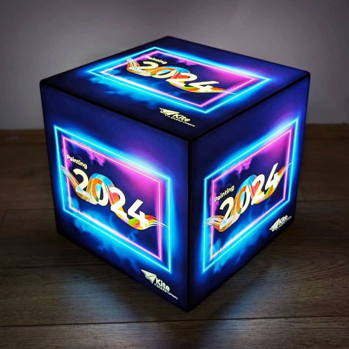 Logo licht LED-kubusblok, Branded Advertising Lightbox voor Corporate Event, Verlichte vrijstaande DJ Concert Exhibition Stand Sign