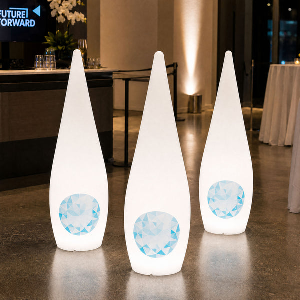 Op maat gemaakte Waterdrop-logo lightbox, vrijstaande ingangsdisplay voor zakelijk evenement, expo, tentoonstelling, bedrijfsevenement, conferentie
