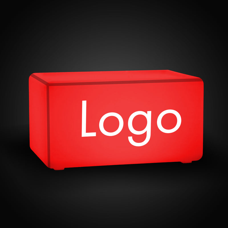 Op maat gemaakte lichtbak met logo, Light Up LED Zitbank Kubus Kruk, LED-displaybord voor conferentie, expo, tentoonstelling, zakelijk evenement