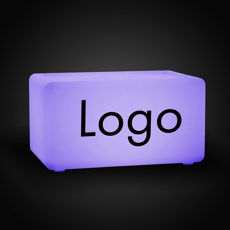 Op maat gemaakte lichtbak met logo, Light Up LED Zitbank Kubus Kruk, LED-displaybord voor conferentie, expo, tentoonstelling, zakelijk evenement