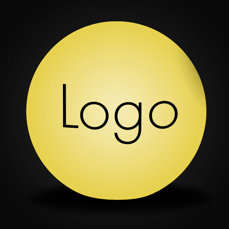 Ronde LED-logo lightbox, bolvormige vloerlamp, promotiemateriaal, verlichte vrijstaande verlichte display bewegwijzering voor zakelijk evenement