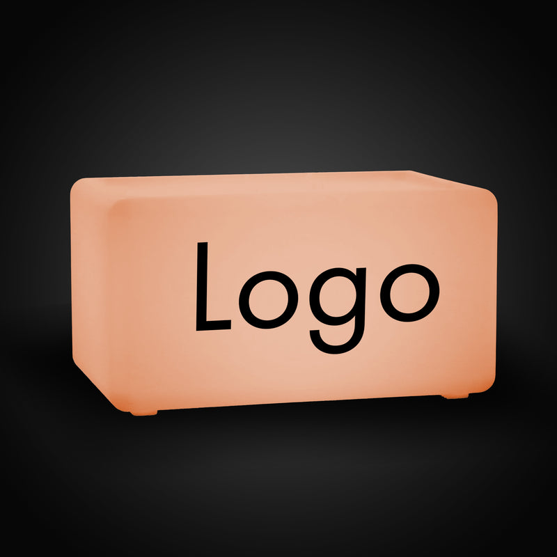 Op maat gemaakte lichtbak met logo, Light Up LED Zitbank Kubus Kruk, LED-displaybord voor conferentie, expo, tentoonstelling, zakelijk evenement