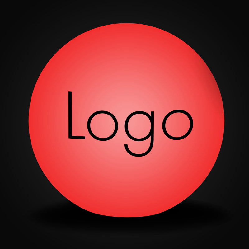 Ronde LED-logo lightbox, bolvormige vloerlamp, promotiemateriaal, verlichte vrijstaande verlichte display bewegwijzering voor zakelijk evenement