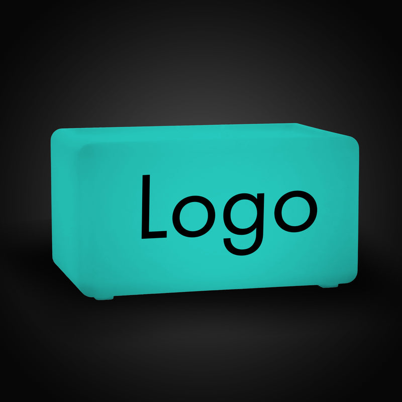 Op maat gemaakte lichtbak met logo, Light Up LED Zitbank Kubus Kruk, LED-displaybord voor conferentie, expo, tentoonstelling, zakelijk evenement