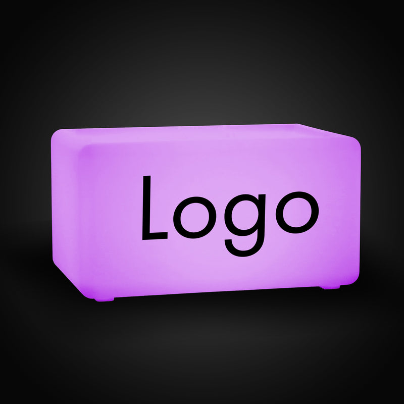Op maat gemaakte lichtbak met logo, Light Up LED Zitbank Kubus Kruk, LED-displaybord voor conferentie, expo, tentoonstelling, zakelijk evenement