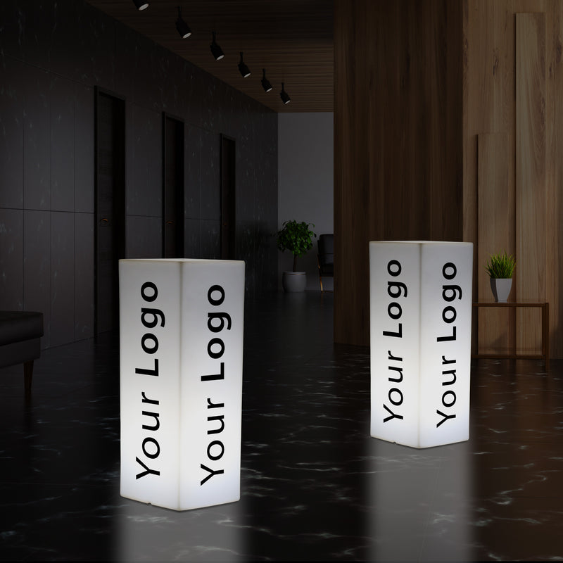 Branded Exhibition Expo Light Box, Outdoor Custom LED Column Plinth Pillar Corporate Event Logo Sign, Tall Frameless Conference Display Signage Cube