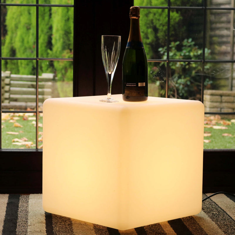 LED-kubus zitje 40cm, eigentijdse vloerlamp netstroom, warm witte E27