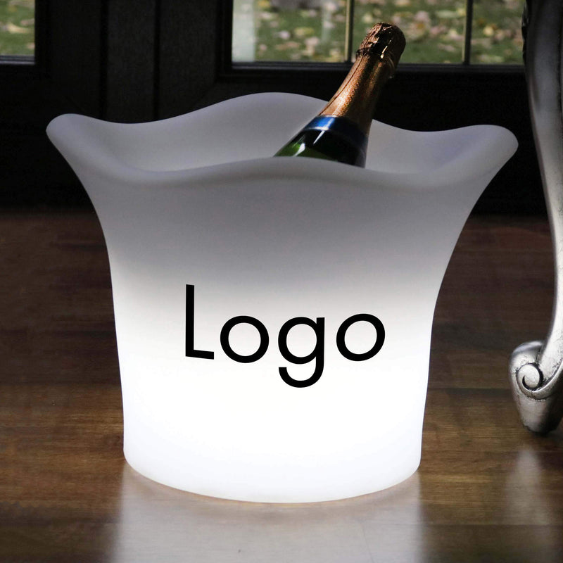 Merklogo ijsemmer, Light Up Wine Champagne Cooler, Unique Custom Corporate LED Table Centerpiece Light Box Sign voor conferentie, zakelijk evenement