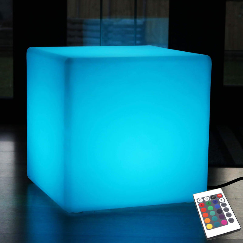 Multi kleur LED E27 kubus kruk vloerlamp, 50cm verlichte meubels zittafel met RGB-afstandsbediening