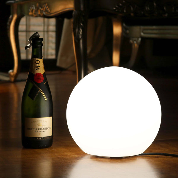 LED-lamp bolvormig voor nachtkastje 30cm, wit, met E27-lamp