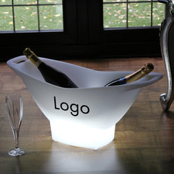 Champagne ijsemmer, houder wijnfles koeler, LED-logo lightbox, led ijsemmer, merk bedrijfsevenement conferentietafel decoratie middelpunt