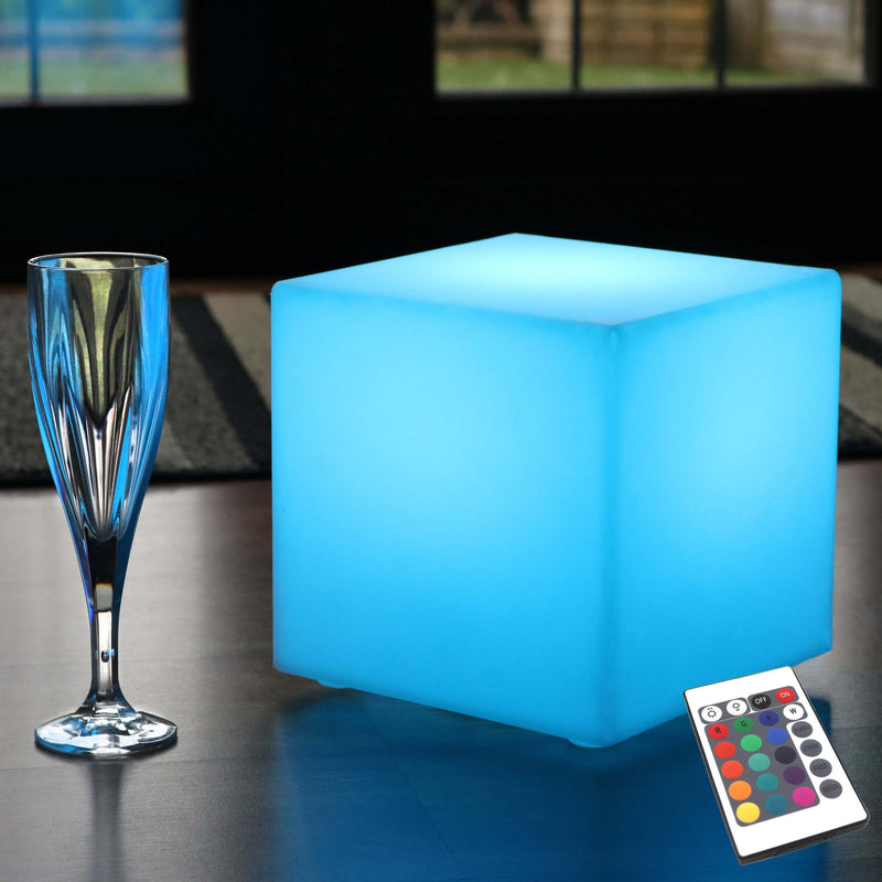 LED-kubuslamp 20 cm, RGB-lamp zonder draad met afstandsbediening