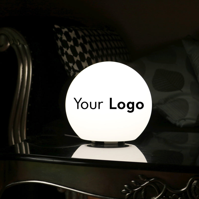Gepersonaliseerde LED Bol Lichtbak, promotionele tafellamp met logo, verlichte display