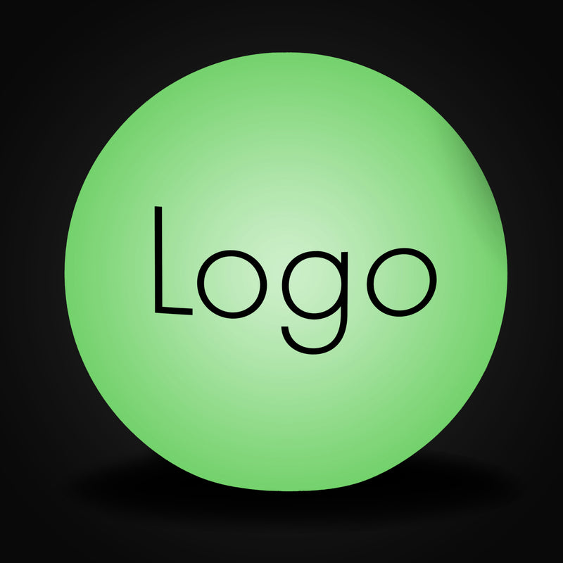 Ronde LED-logo lightbox, bolvormige vloerlamp, promotiemateriaal, verlichte vrijstaande verlichte display bewegwijzering voor zakelijk evenement