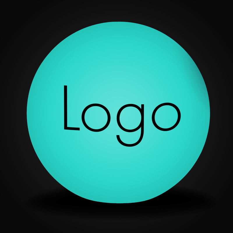 Ronde LED-logo lightbox, bolvormige vloerlamp, promotiemateriaal, verlichte vrijstaande verlichte display bewegwijzering voor zakelijk evenement