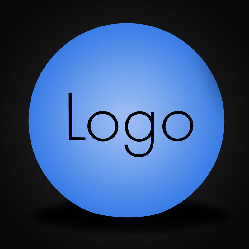 Ronde LED-logo lightbox, bolvormige vloerlamp, promotiemateriaal, verlichte vrijstaande verlichte display bewegwijzering voor zakelijk evenement