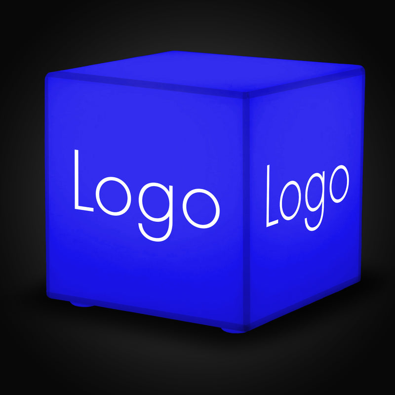 Logo lichtbak Glow Cube, Veelkleurig vierkant LED RGB draadloos verlicht blokbord, branded lightbox voor conferenties, bewegwijzering