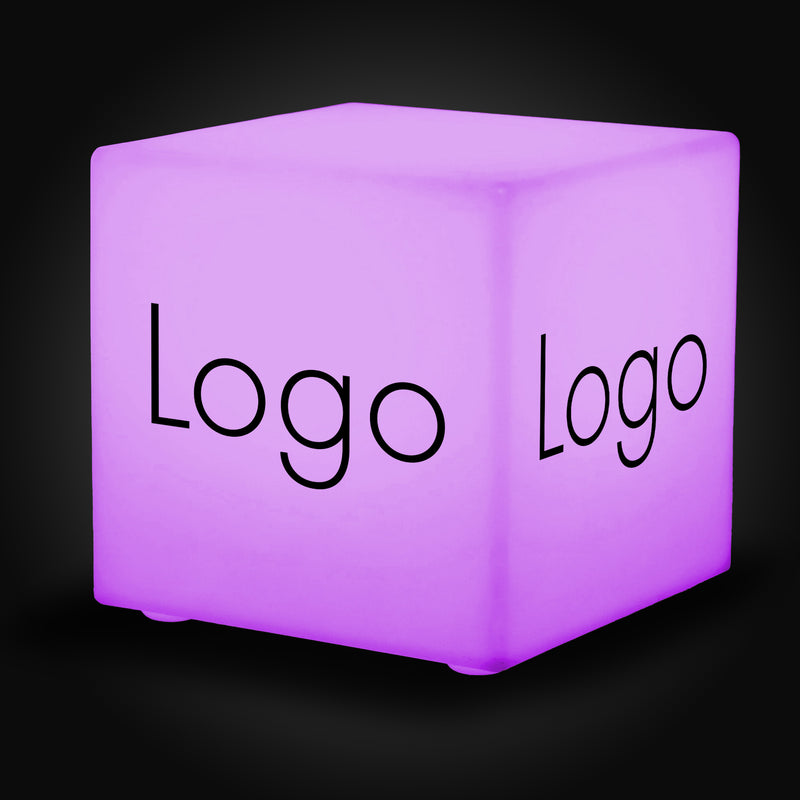 Logo lichtbak Glow Cube, Veelkleurig vierkant LED RGB draadloos verlicht blokbord, branded lightbox voor conferenties, bewegwijzering
