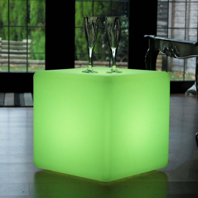 LED-kubus 40cm, verlicht zitmeubel, vloerlamp zonder draad voor living