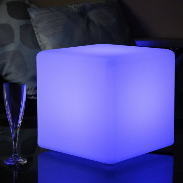 Tafellamp zonder draad, oplichtende LED-kubus 30cm, outdoor lamp