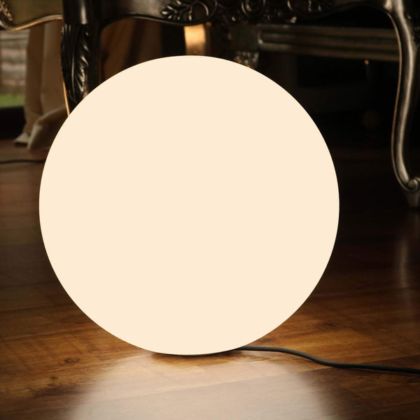 Grote ronde E27-vloerlamp, 60 cm moderne led-bolvormige bollamp voor woonkamer, warm wit
