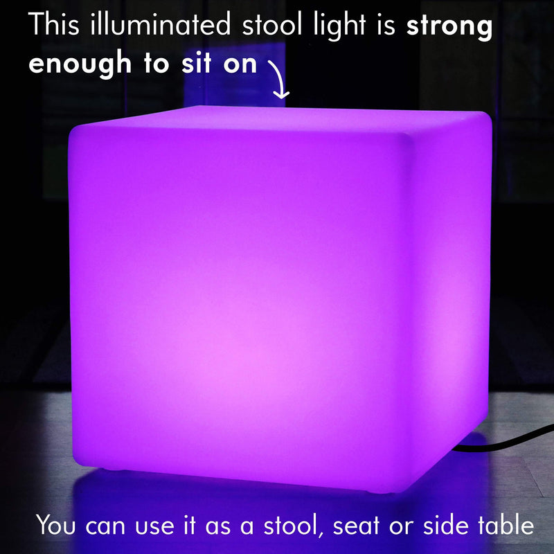 Multi kleur LED E27 kubus kruk vloerlamp, 50cm verlichte meubels zittafel met RGB-afstandsbediening