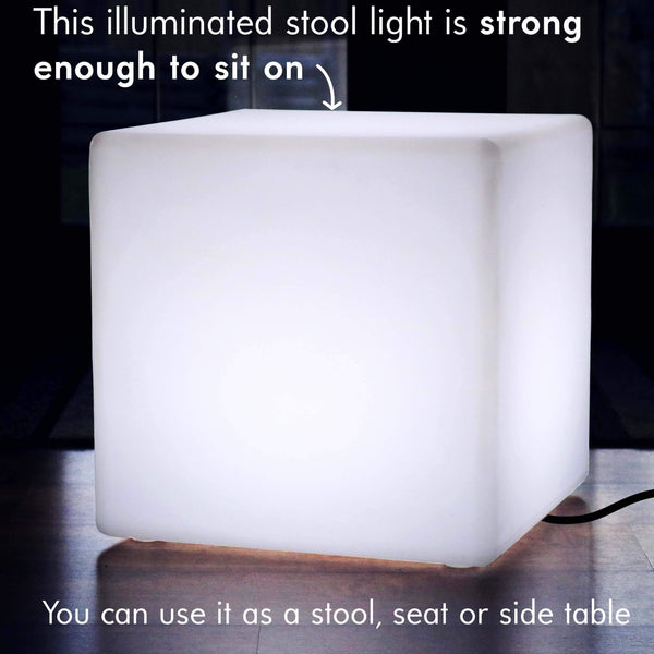 Grote 60 cm kleur veranderende LED kubus kruk vloerlamp, verlichte meubels zittafel RGB