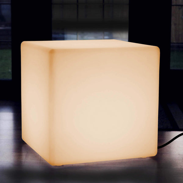 Grote LED zitkrukkubus, 60cm staande lamp, verlicht meubilair, warm wit E27