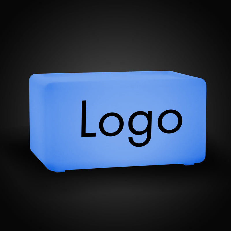 Op maat gemaakte lichtbak met logo, Light Up LED Zitbank Kubus Kruk, LED-displaybord voor conferentie, expo, tentoonstelling, zakelijk evenement