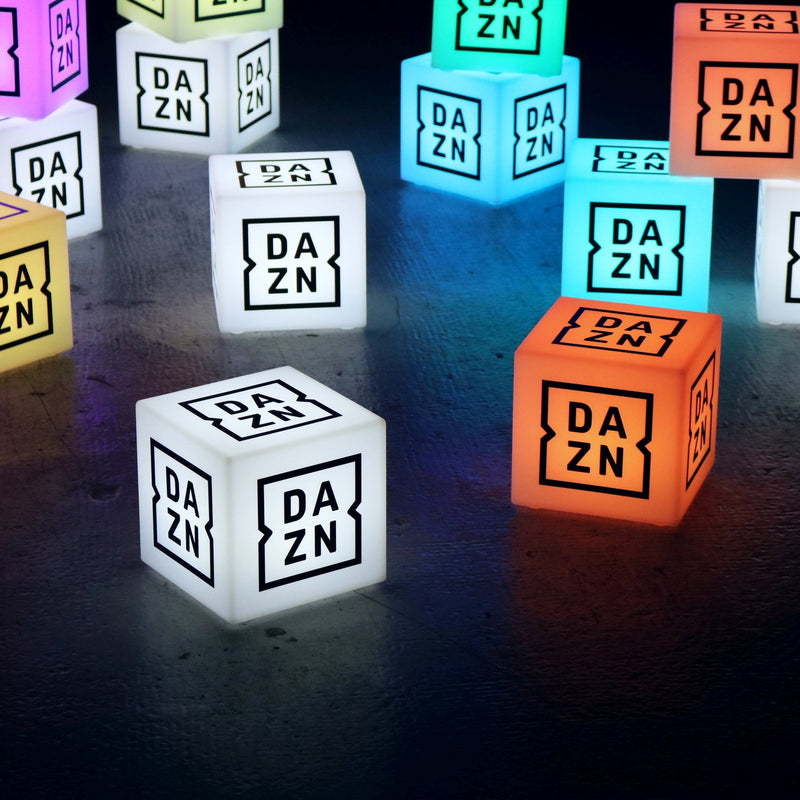 Lichtbak met logo, oplichtende LED-kubus vierkant blok, kubusverlichting merktafel middelpunt voor bedrijfsevenement, Expo-signage, conferentie