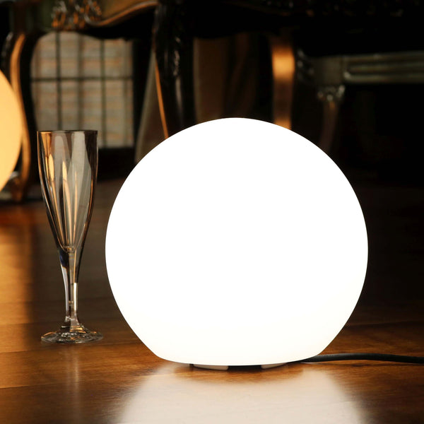 LED-lamp bolvormig voor nachtkastje 30cm, wit, met E27-lamp