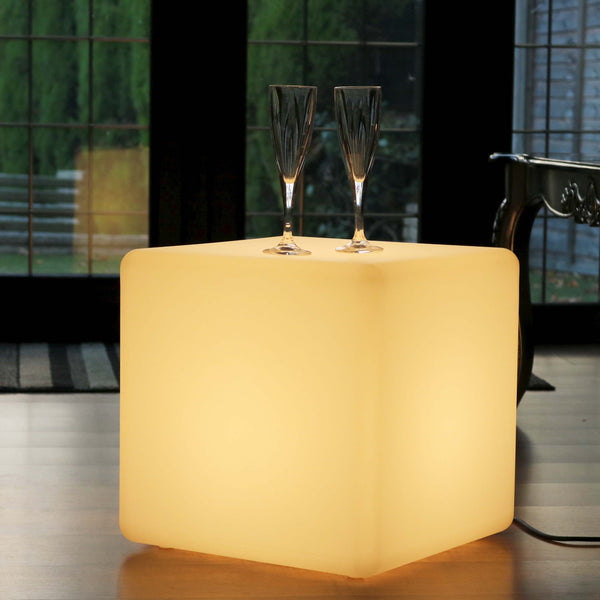 LED-kubus zitje 40cm, eigentijdse vloerlamp netstroom, warm witte E27
