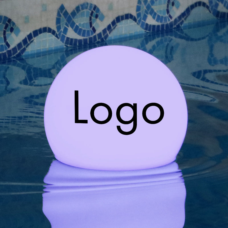 Drijvende zwembadverlichting met merk, led lichtbak, zwembadvlotter, ronde lightball, displayteken voor zakelijk evenement, conferentie, feestjes