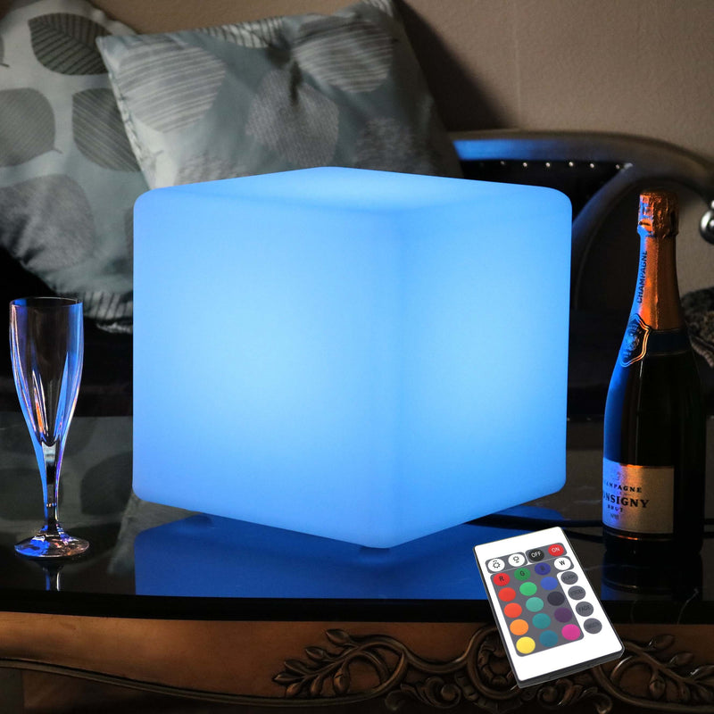 Tafellamp netstroom, LED-kubus inclusief afstandsbediening, 30 x 30 cm
