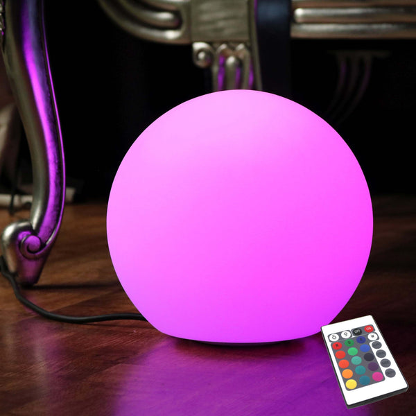 Veelkleurige LED-bol 30cm, tafellamp netstroom, incl. afstandbediening