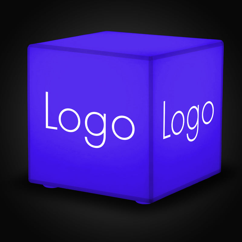 Logo lichtbak Glow Cube, Veelkleurig vierkant LED RGB draadloos verlicht blokbord, branded lightbox voor conferenties, bewegwijzering