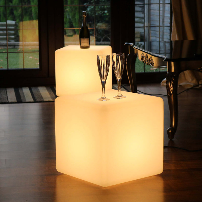 LED-kubus zitje 40cm, eigentijdse vloerlamp netstroom, warm witte E27
