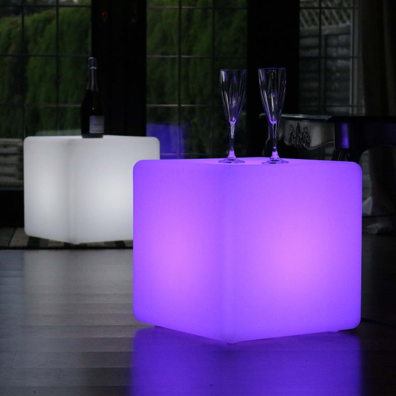 LED-kubus zitje 40cm, Veelkleurige vloerverlichting op netstroom