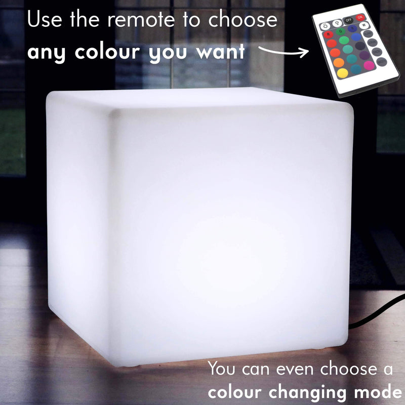 Multi kleur LED E27 kubus kruk vloerlamp, 50cm verlichte meubels zittafel met RGB-afstandsbediening