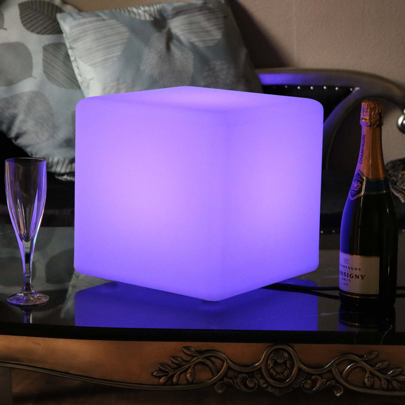 Tafellamp netstroom, LED-kubus inclusief afstandsbediening, 30 x 30 cm