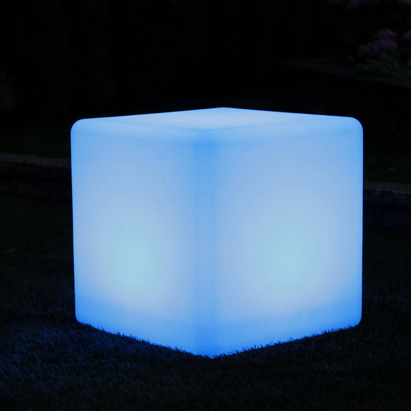 Outdoor LED-kubus 40cm, oplichtend zitmeubel, waterproof tuinlamp