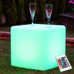 Outdoor LED-kubus 40cm, oplichtend zitmeubel, waterproof tuinlamp