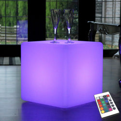 LED-kubus 40cm, verlicht zitmeubel, vloerlamp zonder draad voor living