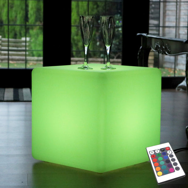 LED-kubus zitje 40cm, Veelkleurige vloerverlichting op netstroom
