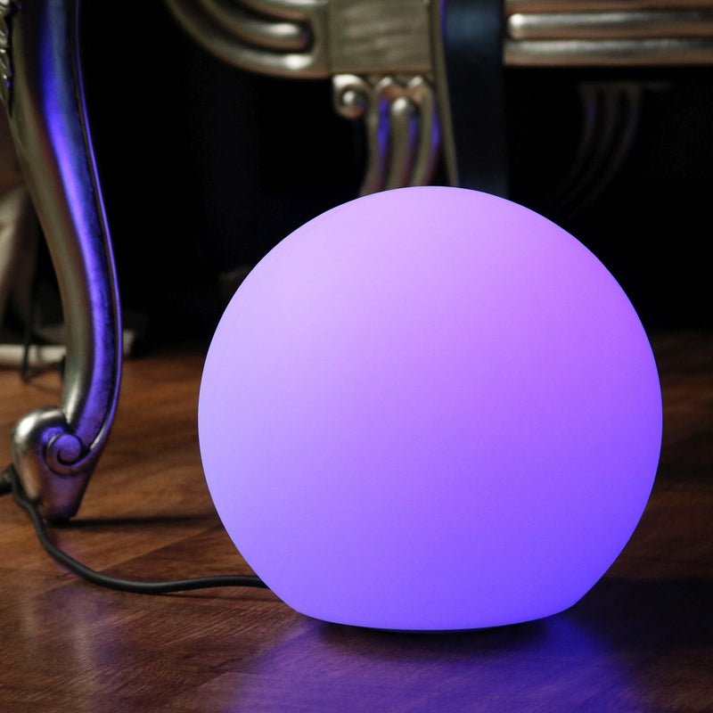 Veelkleurige LED-bol 30cm, tafellamp netstroom, incl. afstandbediening