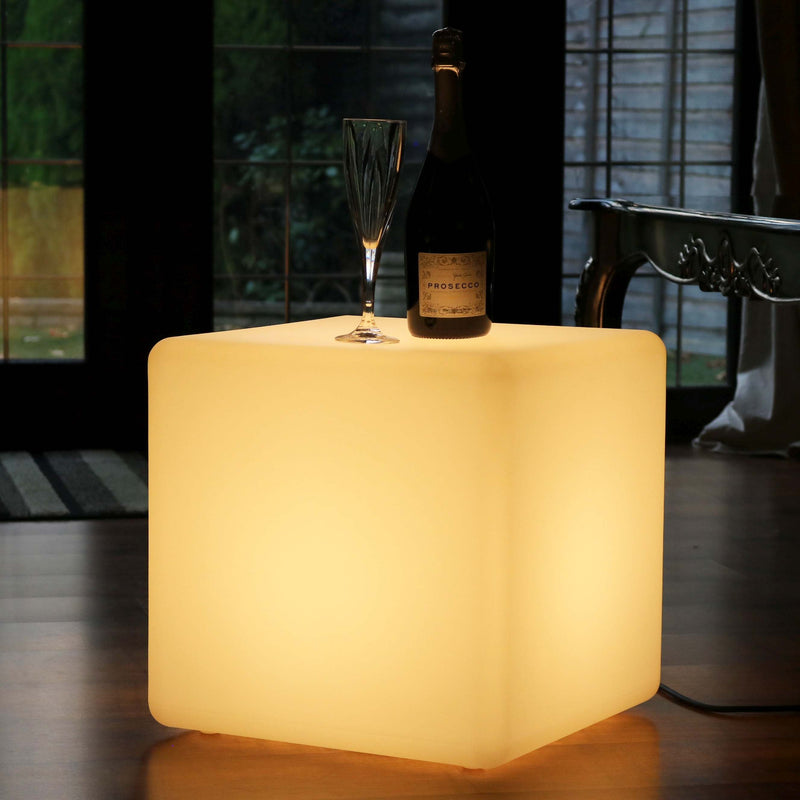 LED-kubus zitje 40cm, eigentijdse vloerlamp netstroom, warm witte E27