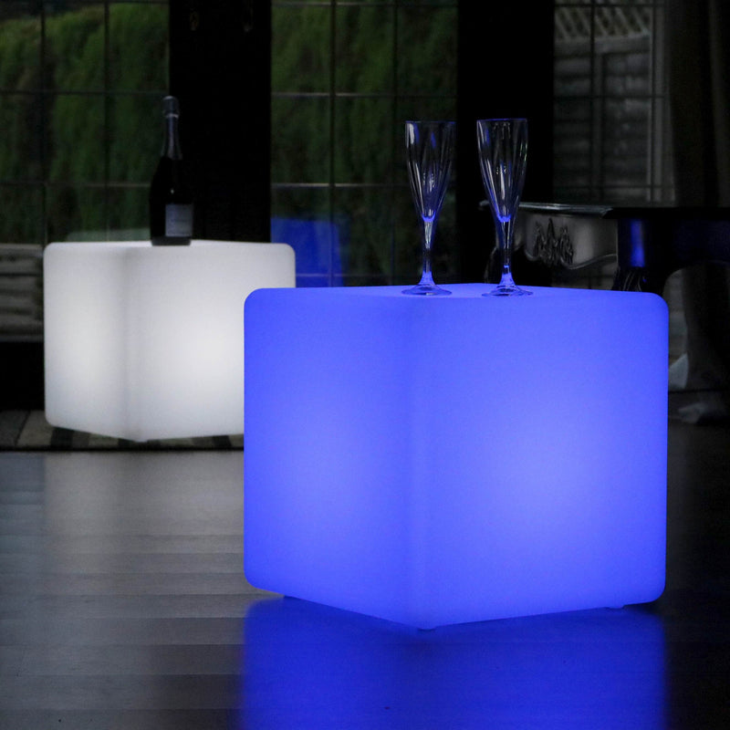 LED-kubus 40cm, verlicht zitmeubel, vloerlamp zonder draad voor living
