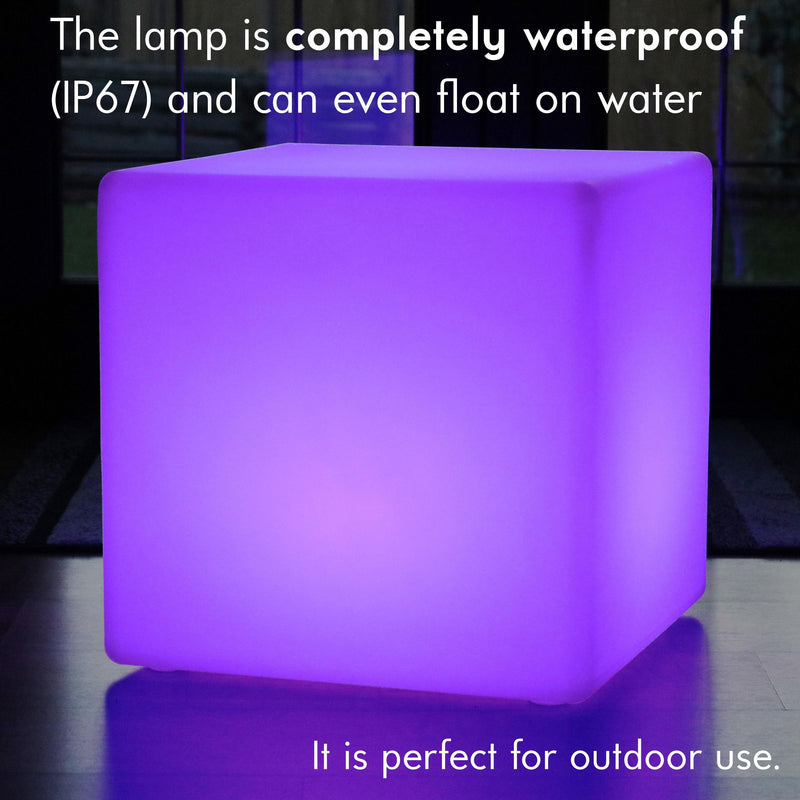 Groot zitmeubel voor buiten, led-kubuskruk, tuinlamp van 60 cm, oplaadbaar RGB-licht